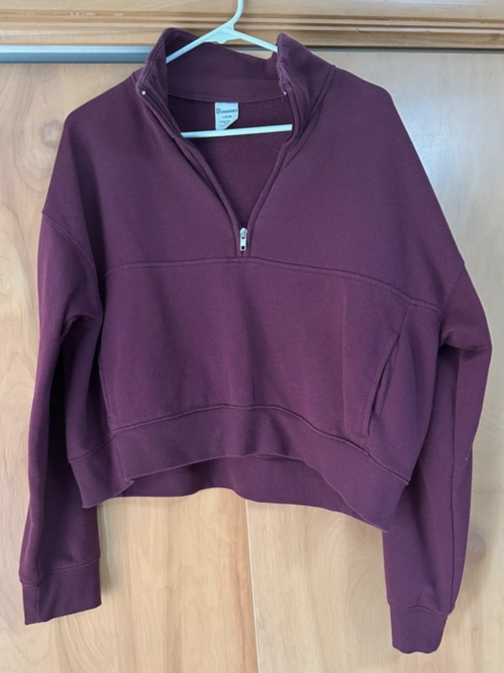 No Boundaries Cropped Quarter-Zip Sweatshirt in Burgundy